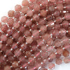 Natural Strawberry Quartz Prism Double Point Cut Faceted Beads 15.5