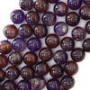 Natural Purple Phantom Amethyst Round Beads 15.5