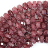 13mm - 14mm natural faceted strawberry quartz rondelle beads 15.5