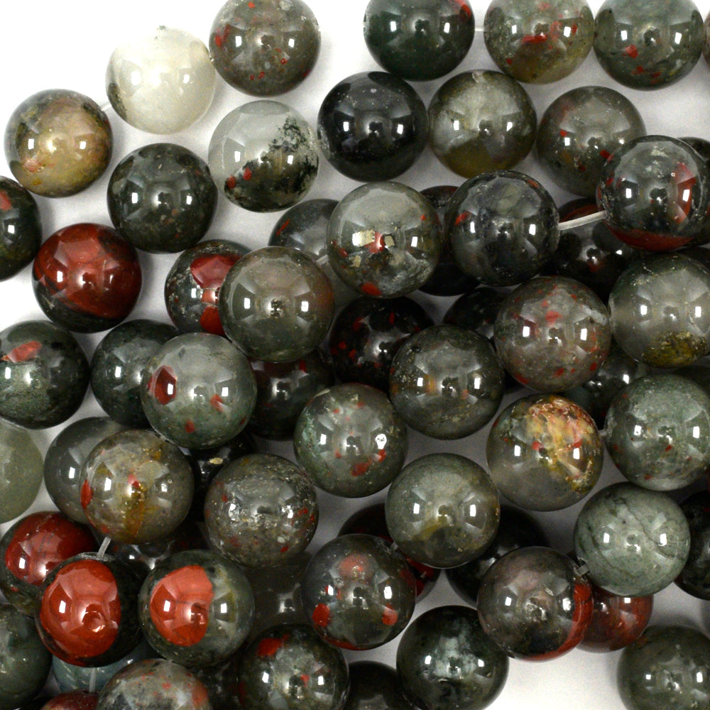 Natural African Blood Agate Round Beads 15" Strand 4mm 6mm 8mm 10mm 12mm