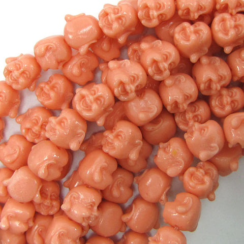 14mm braided adjustable synthetic coral carved rose flower bracelet 7" cream