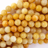 Natural Yellow Jade Round Beads Gemstone 15