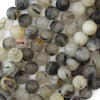 8mm matte black rutilated quartz round beads 15.5