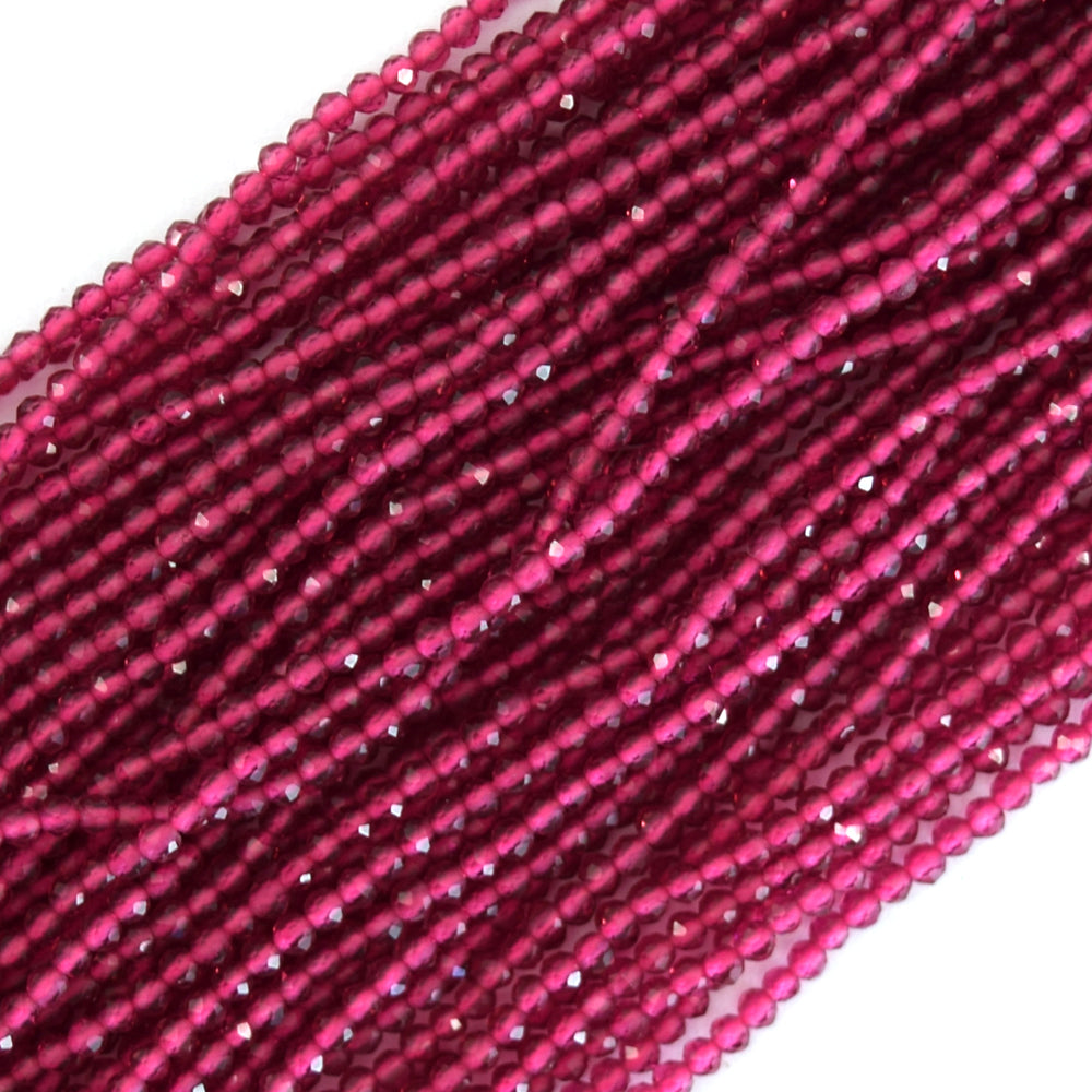 Faceted Red Ruby Quartz Round Beads Gemstone 14.5" Strand 2mm 3mm 4mm