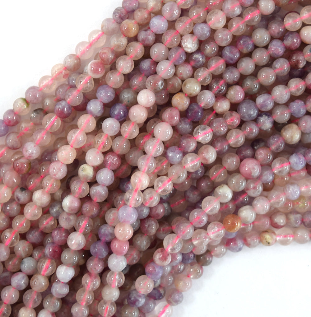 Natural Light Purple Pink Tourmaline Round Beads 15.5" Strand 4mm 6mm 8mm 10mm