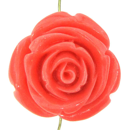 2 pieces 35mm pink synthetic coral carved rose flower pendant bead S1