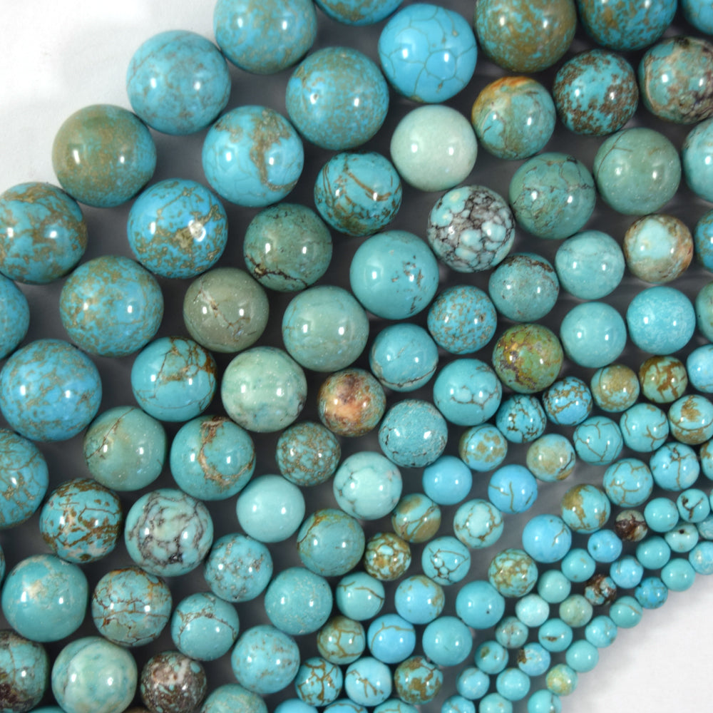 Blue Turquoise Round Beads 15.5" Strand 2mm 4mm 6mm 8mm 10mm 12mm Brown Matrix