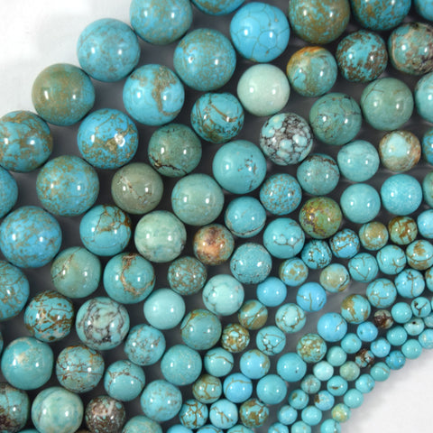 Brown Matrix Blue Turquoise Rondelle Button Beads 15.5" Strand 4mm 6mm 8mm