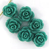 6 12mm synthetic coral carved rose flower pendant bead green