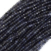 Natural Faceted Blue Iolite Rondelle Button Beads 15.5
