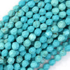 Star Cut Faceted Blue Turquoise Round Beads 15
