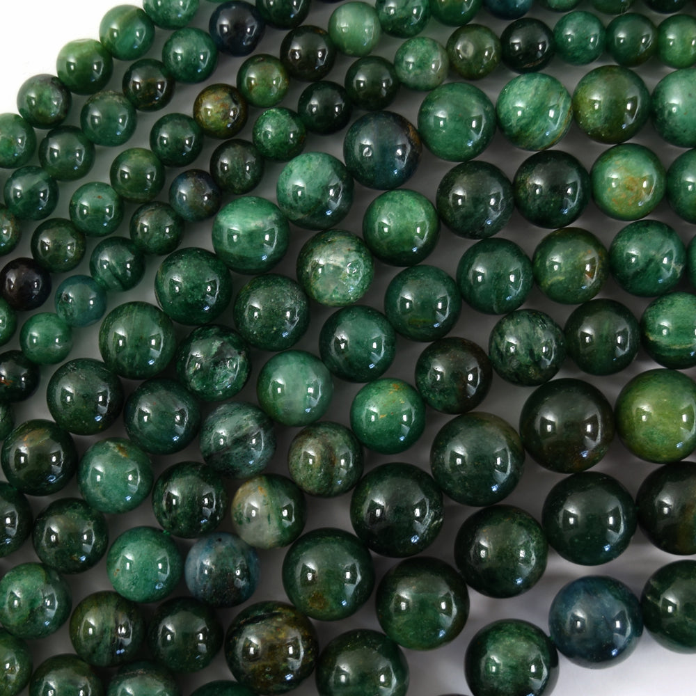 Natural Green Mica Muscovite in Fuchsite Round Beads 15" Strand 6mm 8mm 10mm