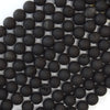 Matte Black Druzy Agate Round Gemstone Beads 15.5