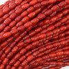 8mm red coral barrel beads 15.5