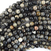 Natural Black Silver Leaf Jasper Round Beads 15.5