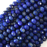 6mm natural faceted blue lapis lazuli rondelle beads 15.5