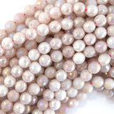 Mystic Titanium Faceted Pink Rose Quartz Round Beads 15