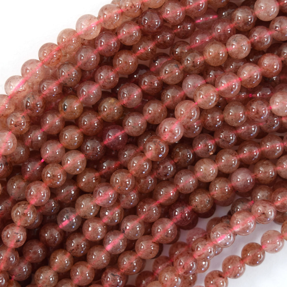 Natural Strawberry Quartz Round Beads Gemstone 15.5" Strand S2 6mm 8mm 10mm