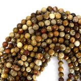 10mm faceted petrified wood agate round beads 15