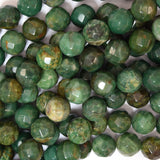 12mm faceted green dragon blood jasper round beads 15.5