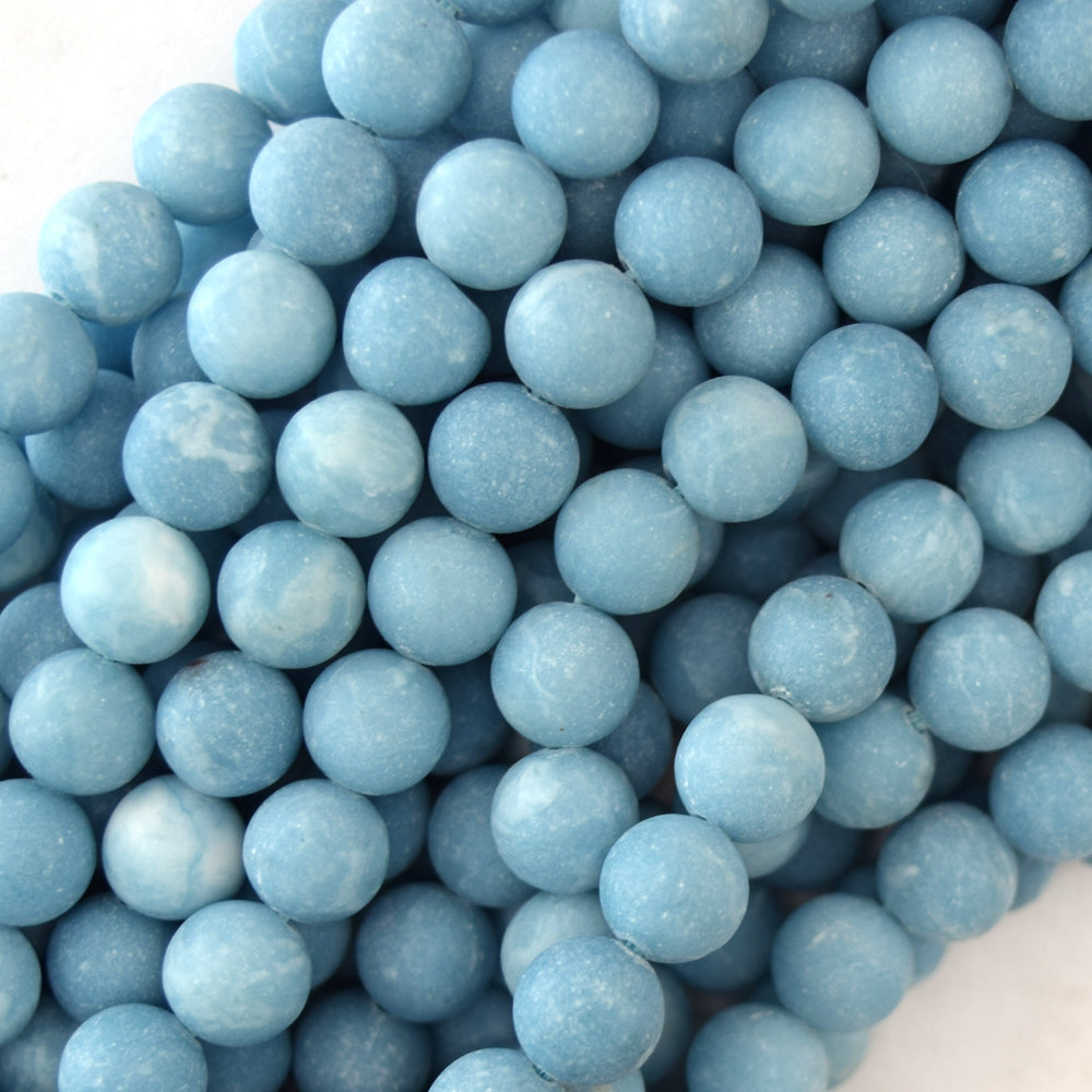 Matte Blue Larimar Quartz Round Beads 15.5" Strand 4mm 6mm 8mm 10mm 12mm