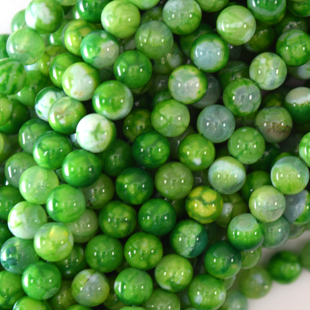 6mm dark green agate round beads 15" strand