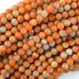 Natural Orange Calcite Round Beads Gemstone 15.5
