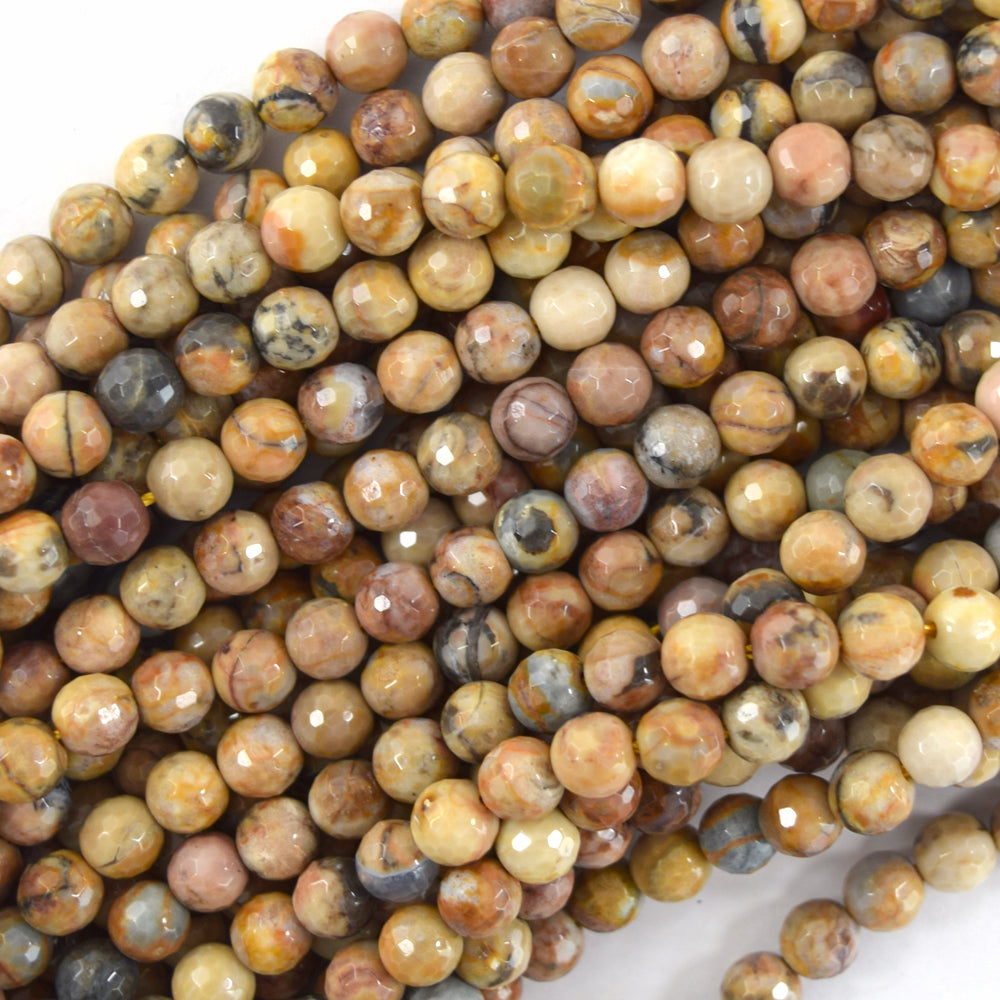 Natural Faceted Venus Jasper Round Beads Gemstone 15" Strand 6mm 8mm 10mm