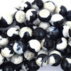 Faceted Black White Agate Round Beads Gemstone 14.5
