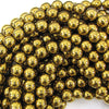 Gold Hematite Round Beads Gemstone 15.5