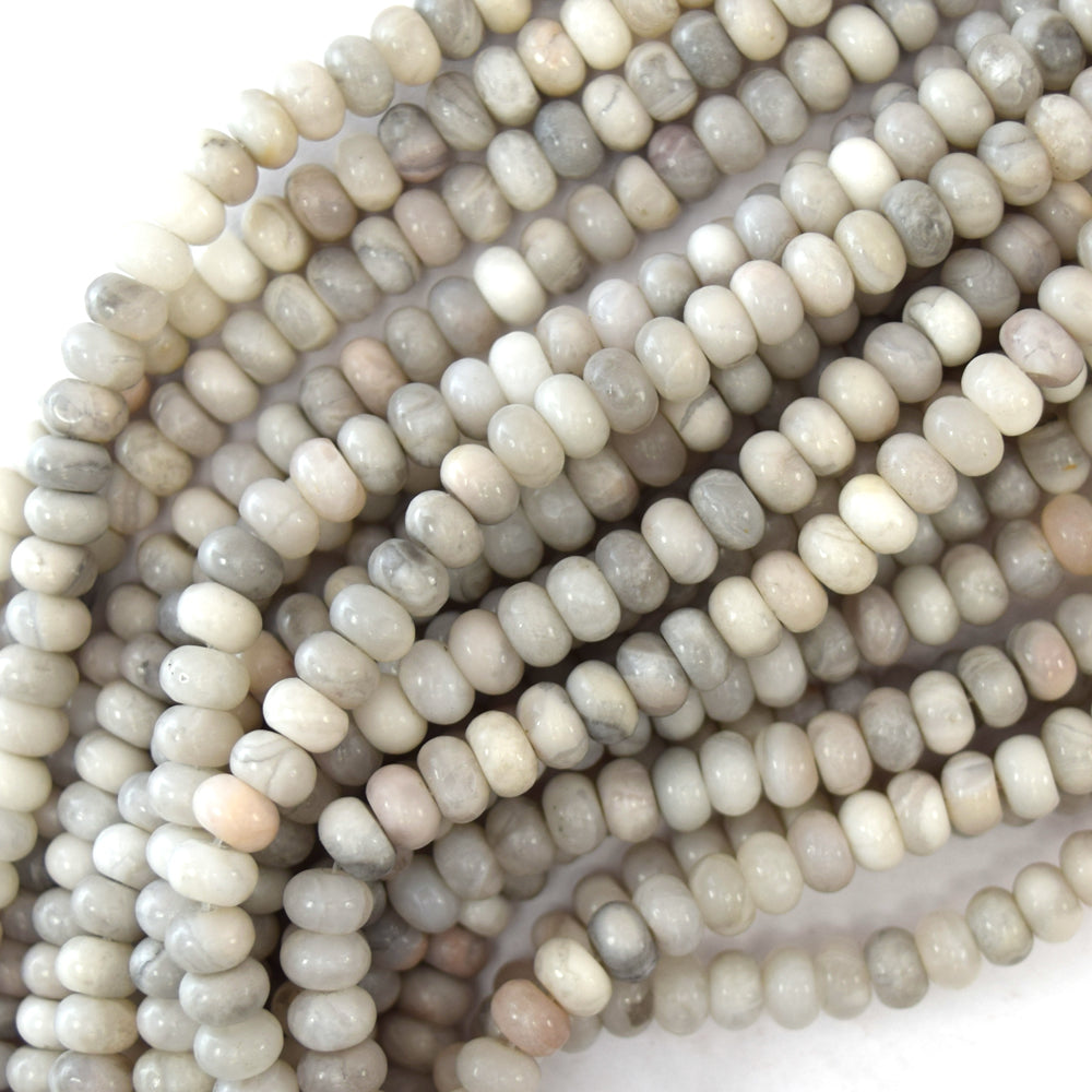 Natural Cream Crazy Lace Agate Rondelle Button Beads 15" Strand 6mm 8mm 10mm