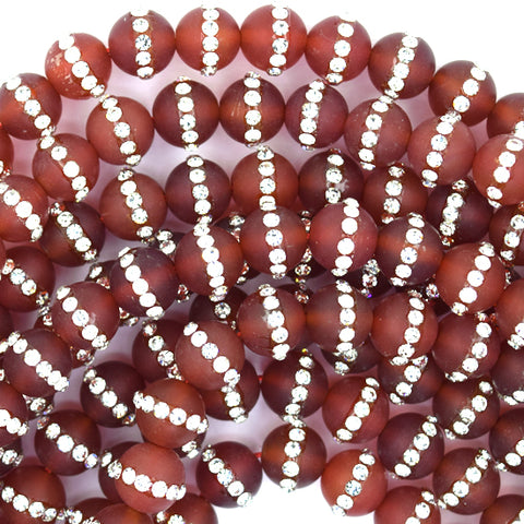 Faceted Orange Red Stripe Carnelian Round Beads 14.5" Strand 6mm 8mm 10mm