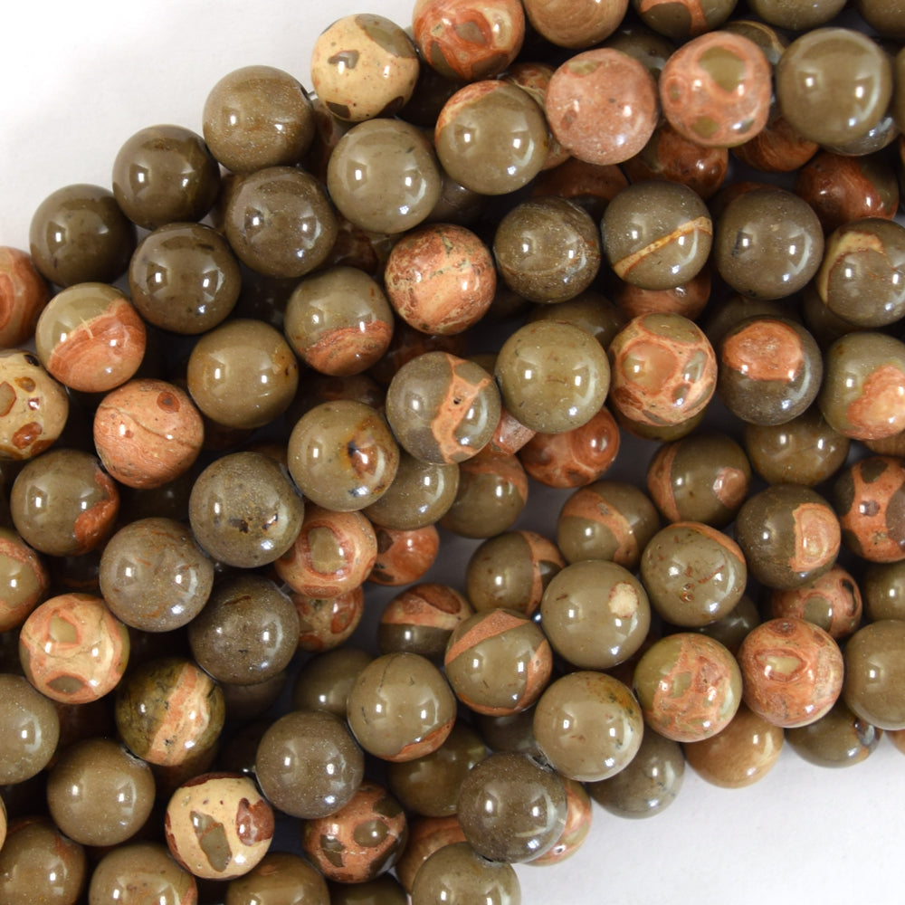 Natural African Map Jasper Round Beads Gemstone 15" Strand 6mm 8mm 10mm