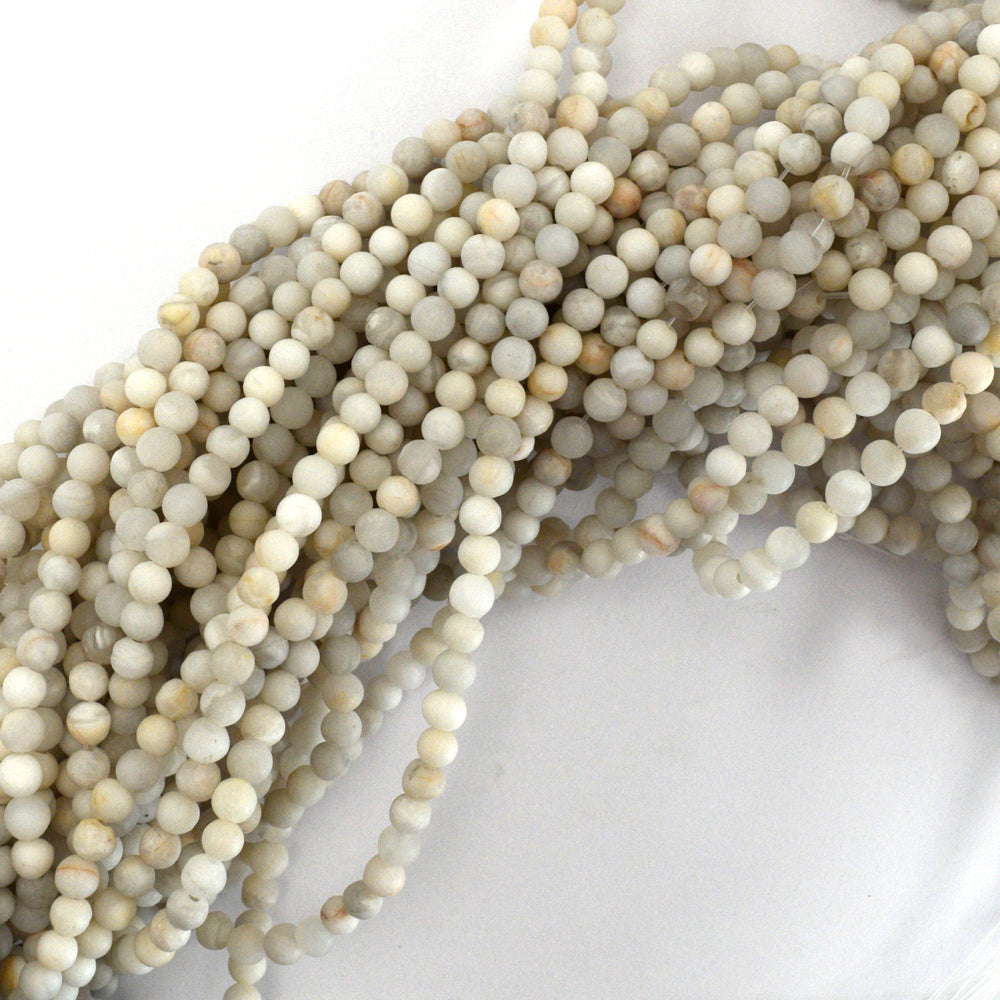 Natural Matte Cream Crazy Lace Agate Round Beads 15"Strand 4mm 6mm 8mm 10mm