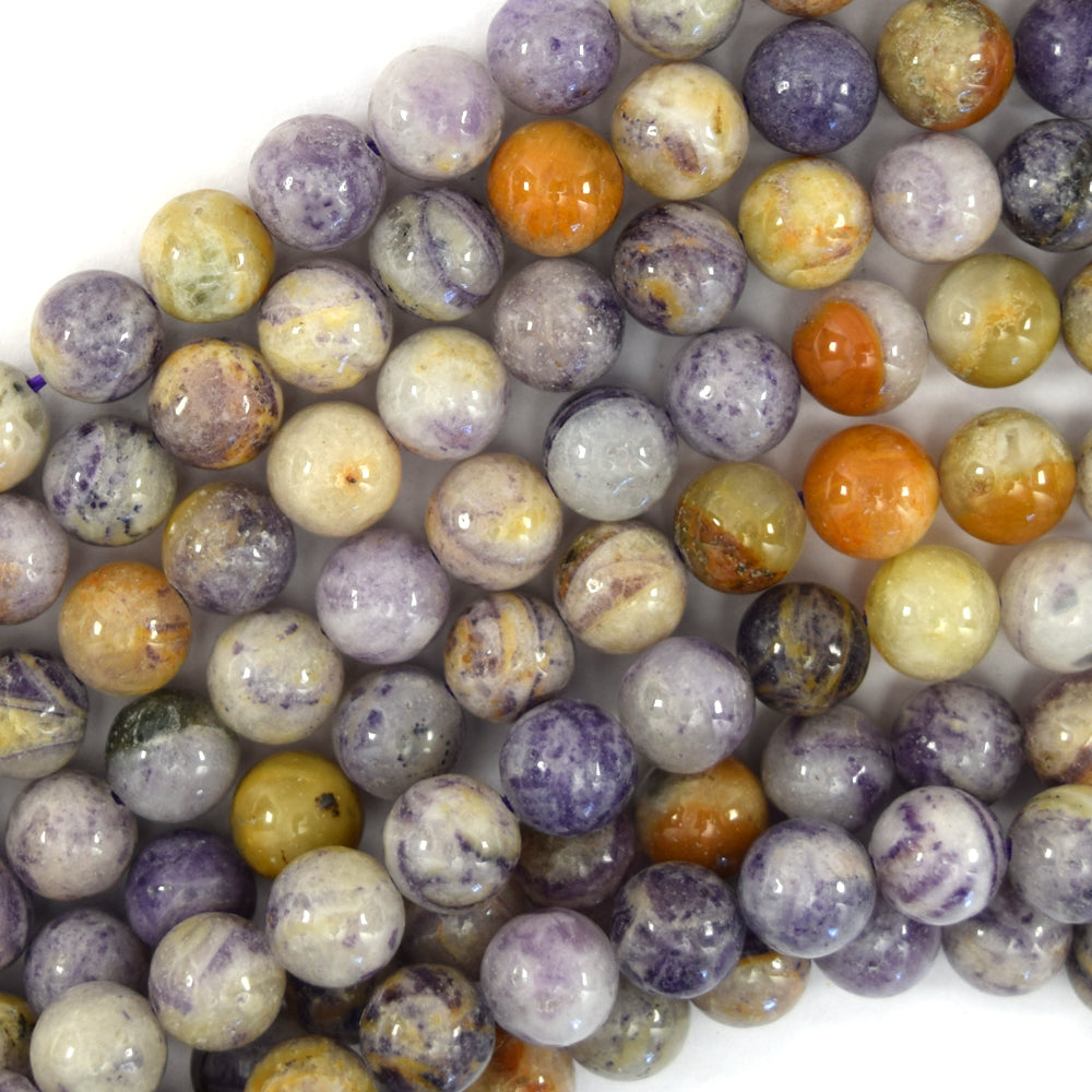 Natural Purple Flower Jasper Round Beads 15.5" Strand 4mm 6mm 8mm 10mm 12mm