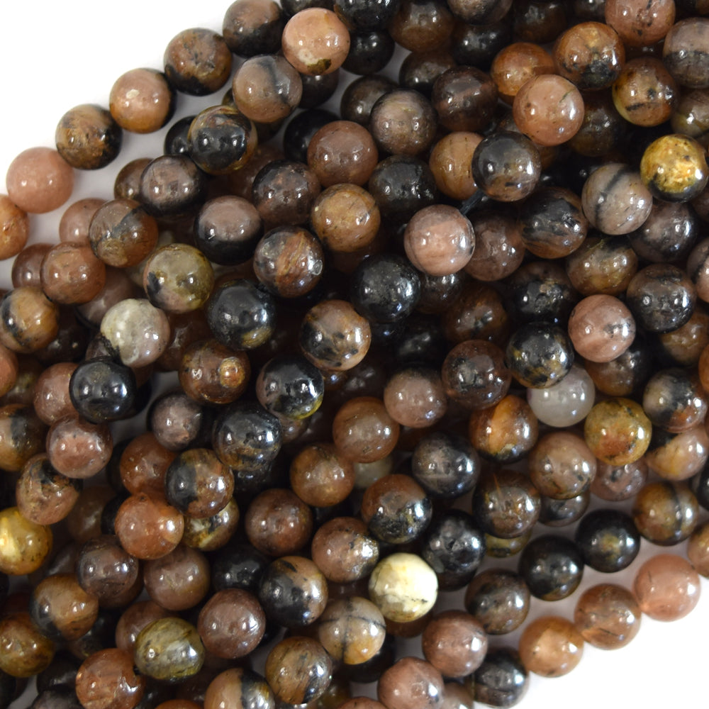 Natural Genuine Chiastolite Round Beads 15.5" Strand 4mm 6mm 8mm 10mm 12mm