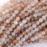Natural Faceted Pink Red Hematoid Quartz Round Beads 15
