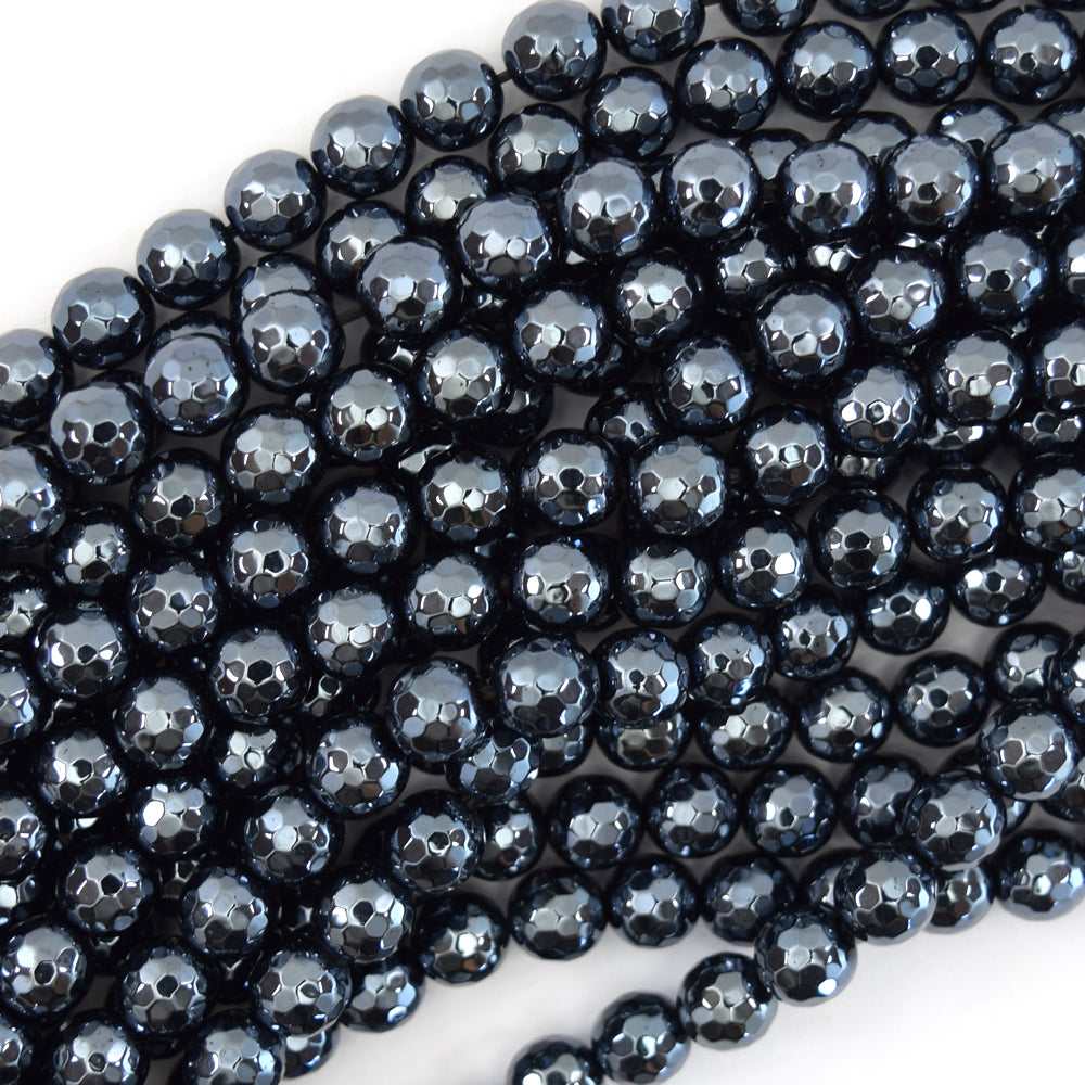Mystic Titanium Faceted Black Onyx Round Beads 15" Strand 6mm 8mm 10mm 12mm