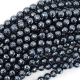 Mystic Titanium Faceted Black Onyx Round Beads 15