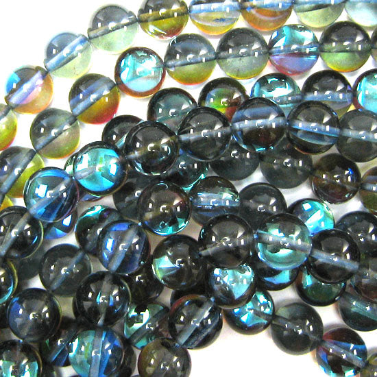 Blue Gray Mystic Aura Quartz Round Beads Gemstone 15" Strand 6mm 8mm 10mm