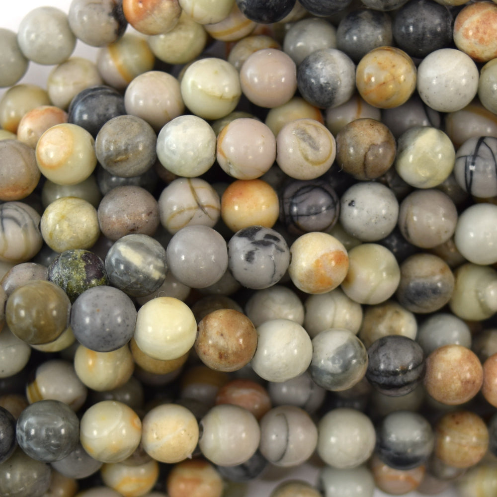 Natural Gray Picasso Jasper Round Beads 15" Strand 4mm 6mm 8mm 10mm 12mm