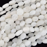 7mm - 9mm natural white moonstone pebble nugget beads 15.5