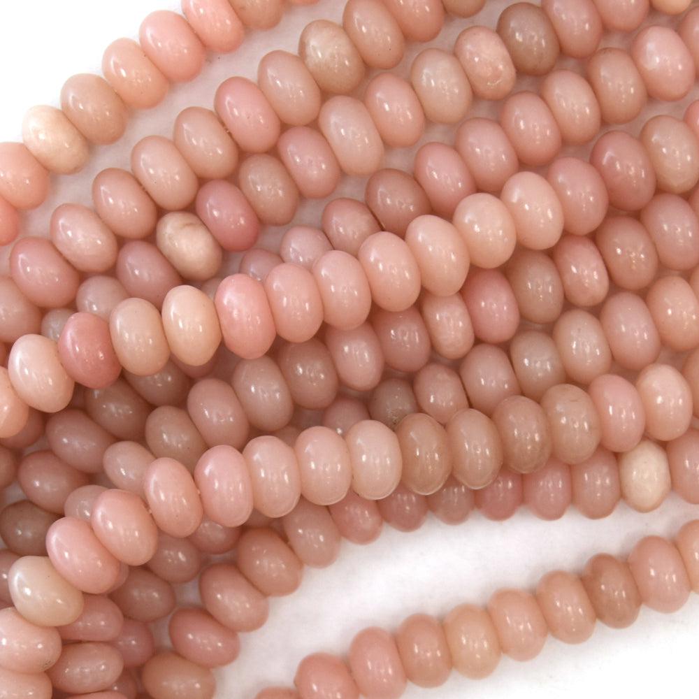 8mm pink opal rondelle beads 16" strand