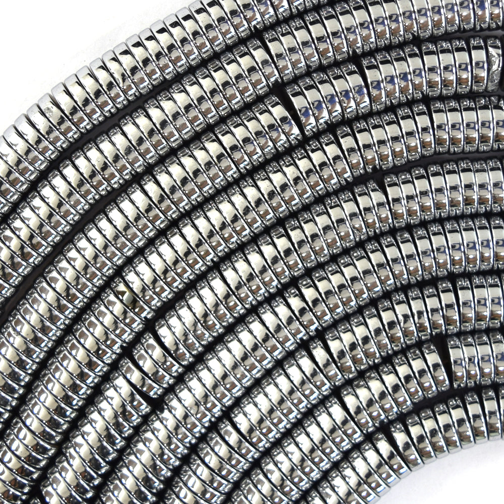 Silver Hematite Heishi Disc Beads Gemstone 15.5" Strand 3mm 4mm 6mm 8mm