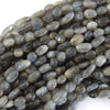 6mm - 8mm natural gray labradorite pebble nugget beads 15.5