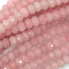 Natural Faceted Pink Rose Quartz Rondelle Button Beads 15