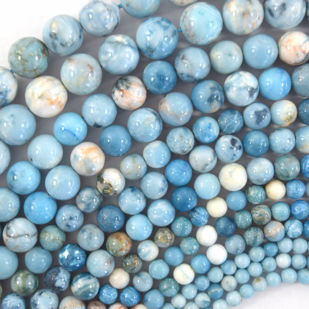 Blue Larimar Quartz Round Beads Gemstone 15" Strand 4mm 6mm 8mm 10mm 12mm S2