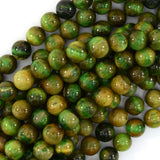 AA Apple Green Tiger Eye Round Beads Gemstone 15