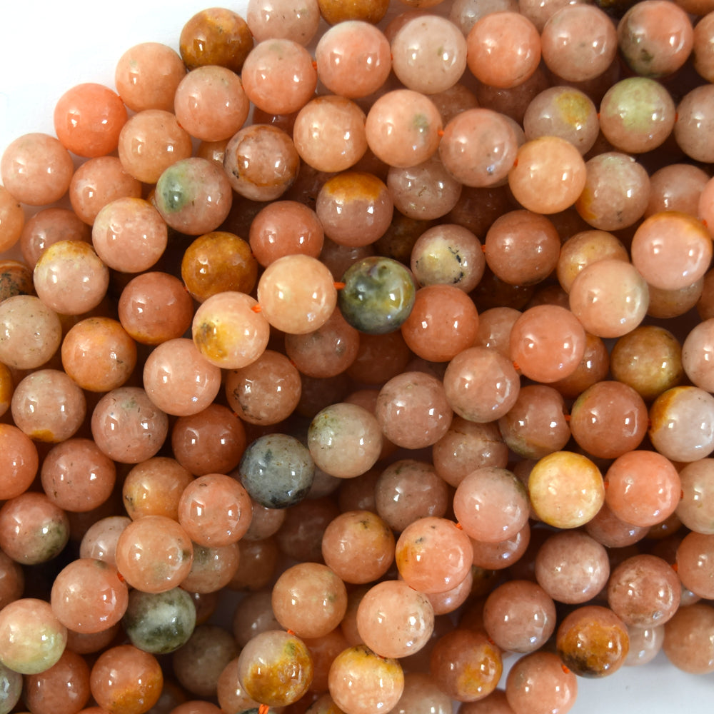 Natural Peach Orange Calcite Round Beads 15.5" Strand 6mm 8mm 10mm 12mm S2