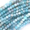 Faceted Sky Blue Stripe Agate Round Beads Gemstone 14.5